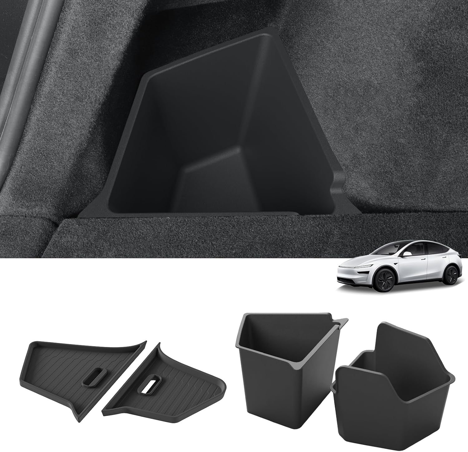 LUCKEASY Rear Trunk Storage Bins for Tesla Model Y Juniper 2025
