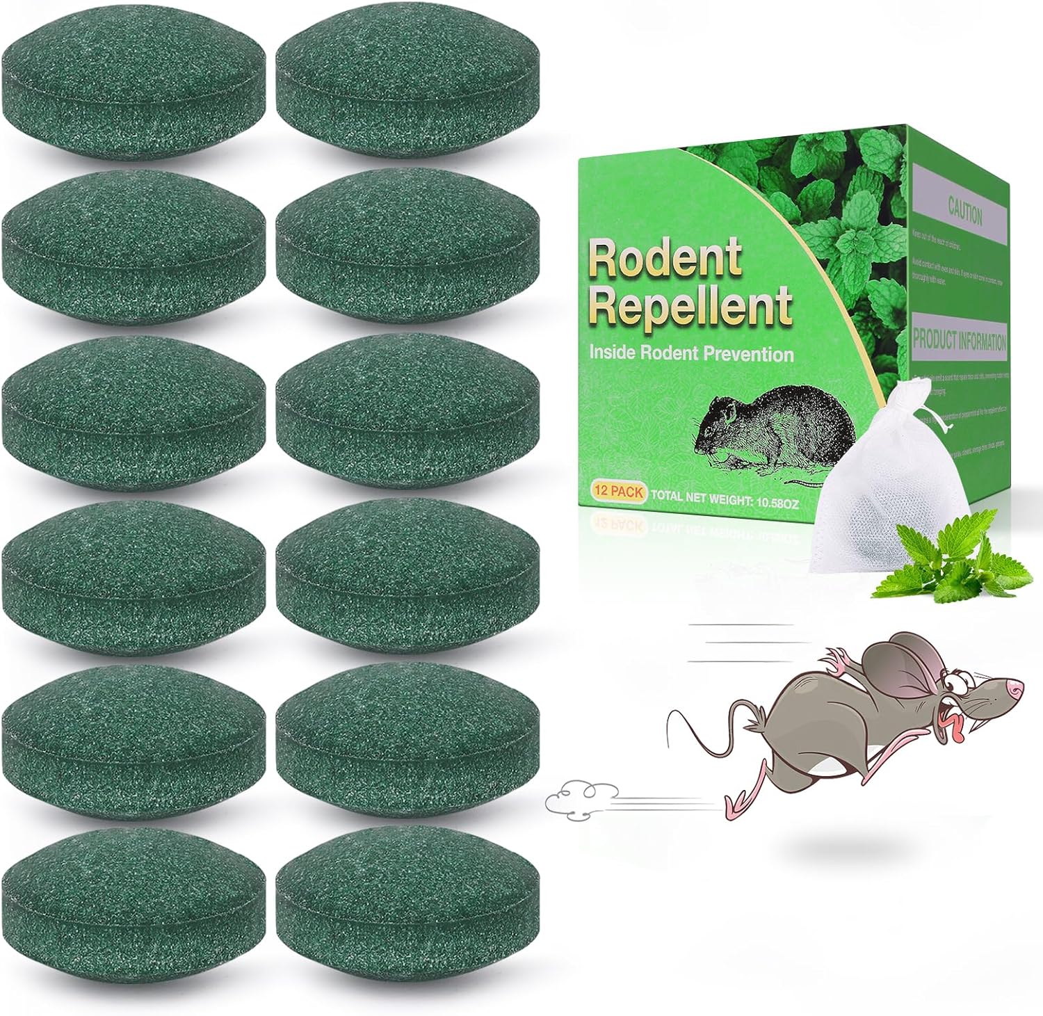 12 Pack Peppermint Mouse Repellent - Keep Mice Out Safely!