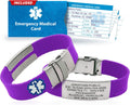 Sport Medical Alert Bracelet for Men & Women Purple - Custom Engraved