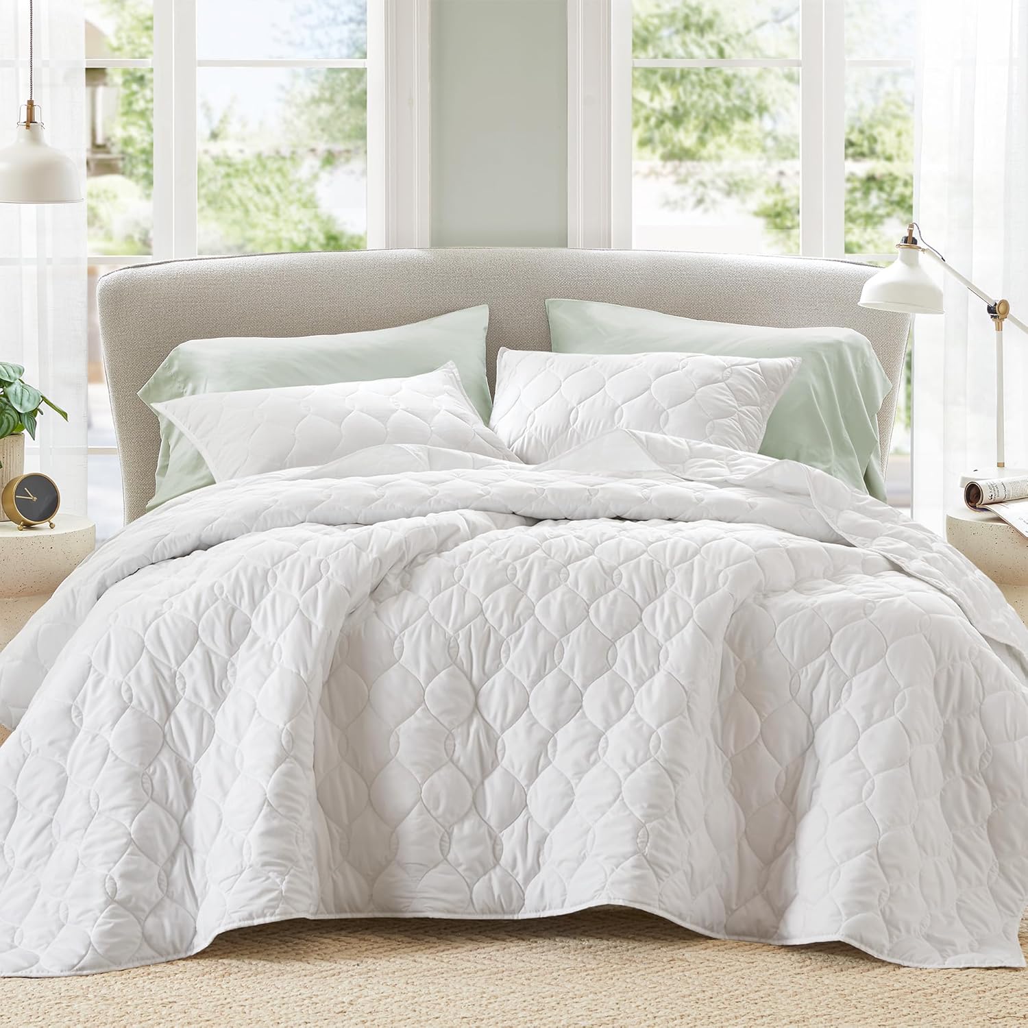 Comfort Spaces King Quilt Set Modern Reversible Ogee Coverlet