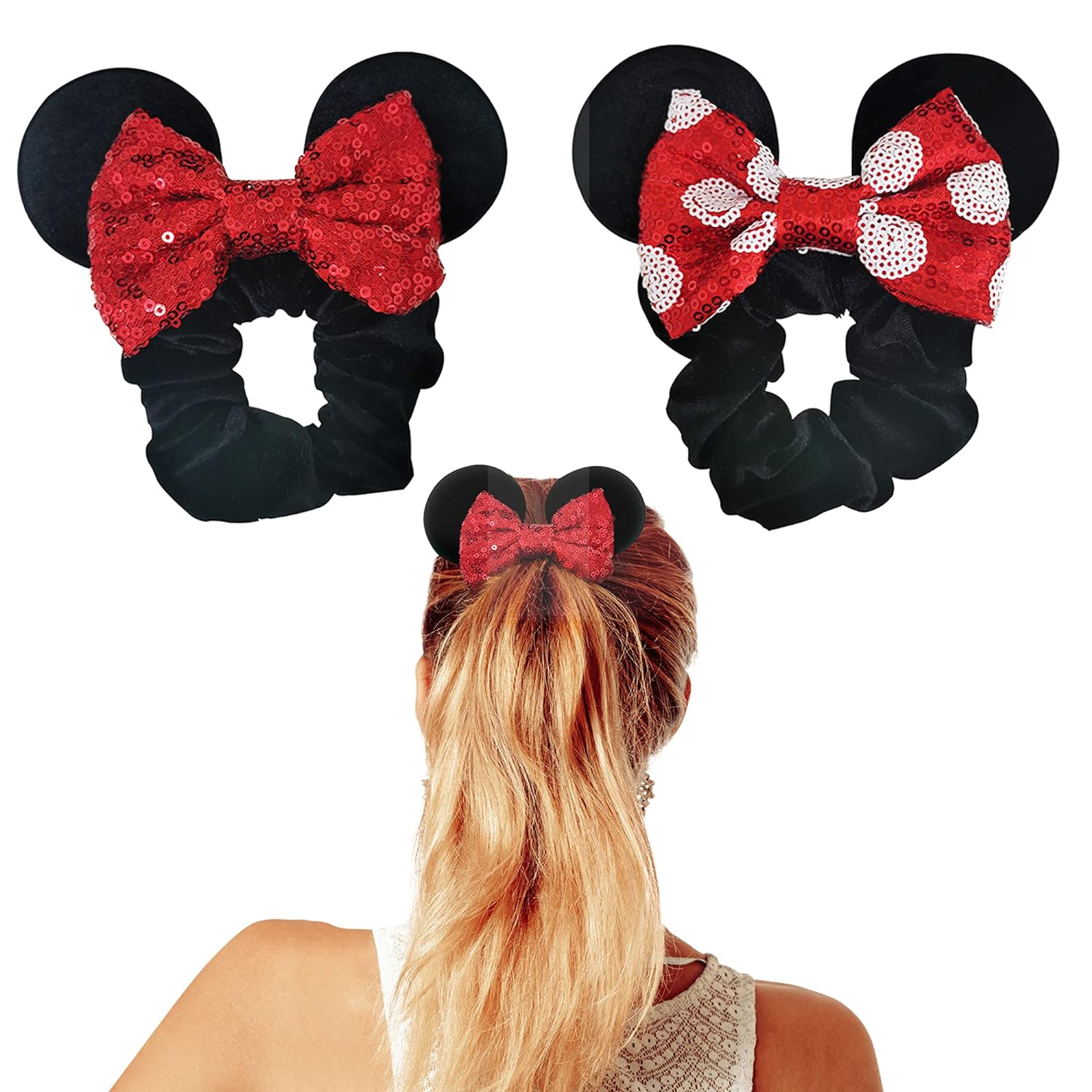 Styla Hair Sparkle Mouse Ear Scrunchies - Fun & Stylish Accessories