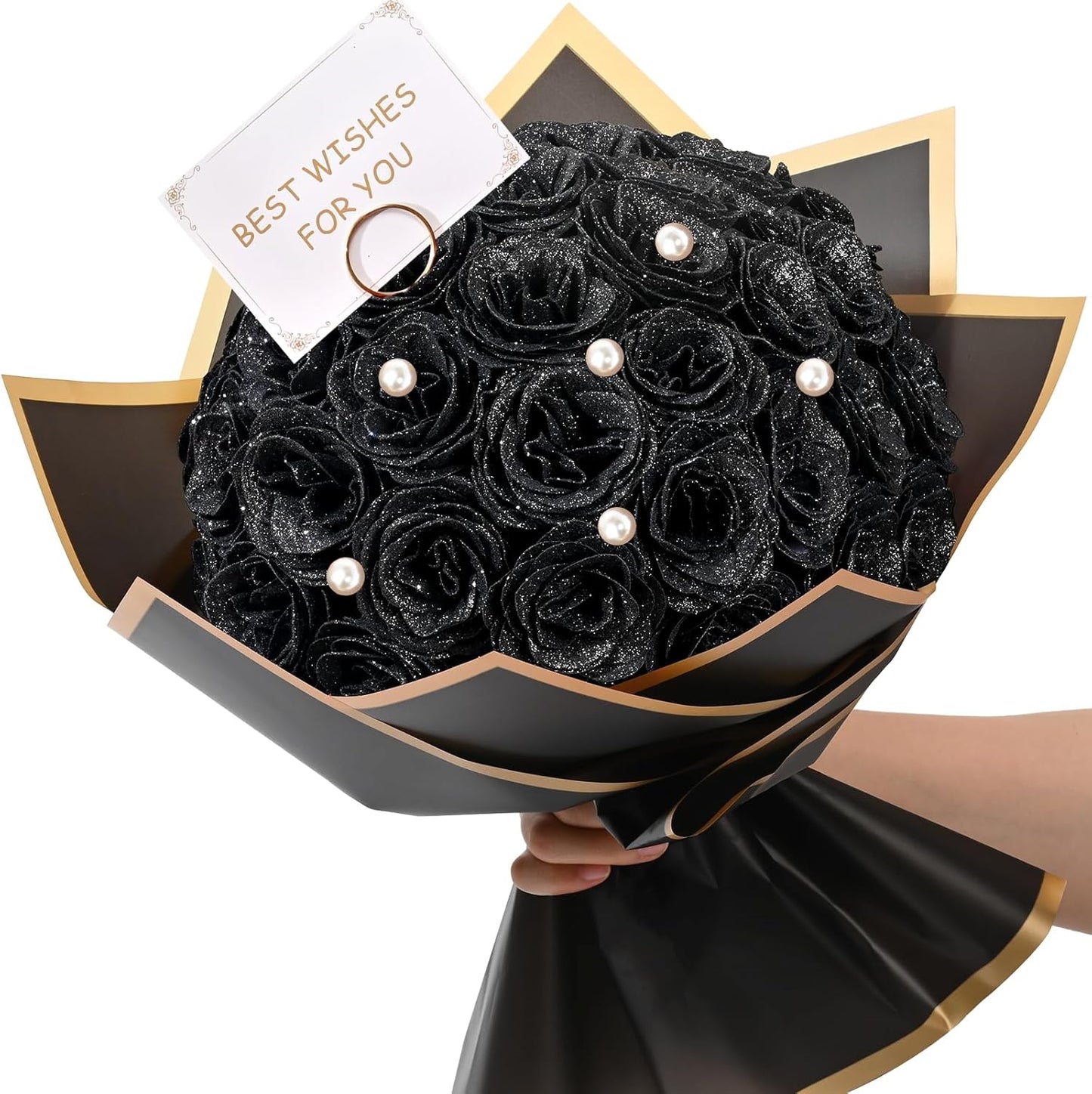 DIY Black Glitter Roses Bouquet for Romantic Occasions and Gifts