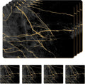Black & Gold Marble Cork Placemats Set of 4 with Free Coasters - Heat