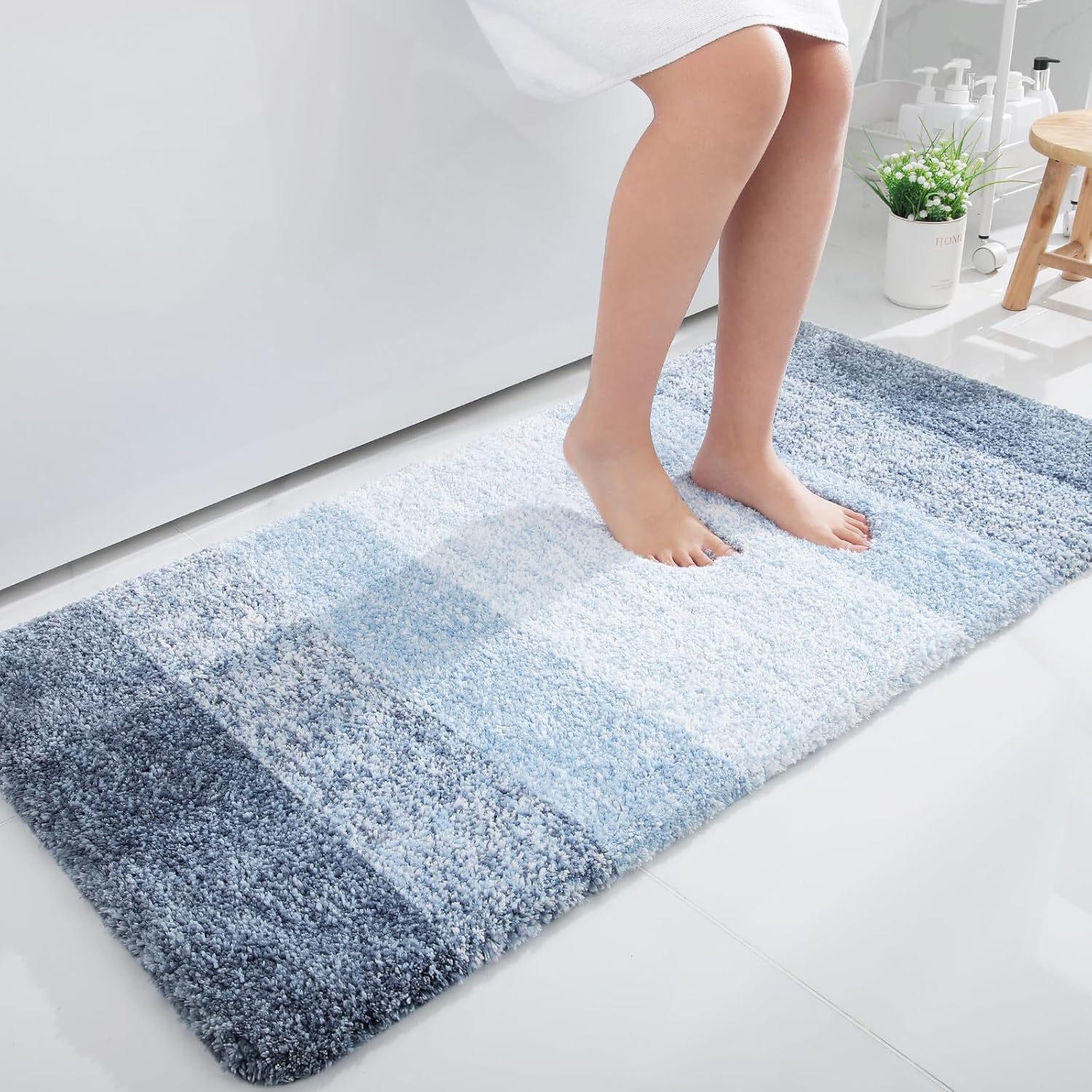 OLANLY Bathroom Runner Rugs - Soft Microfiber Bath Mats
