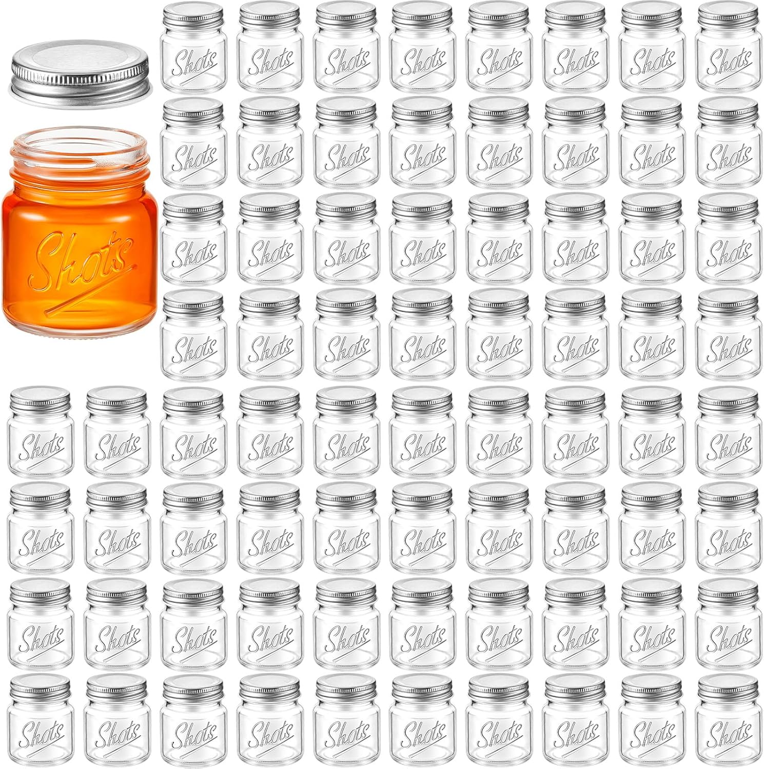 Mini Mason Jar Shot Glasses 72 Pcs for Parties and Favors