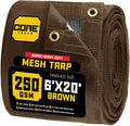 60% Brown Shade Cloth Tarp 6 x 20 ft - Heavy Duty Mesh for Shade