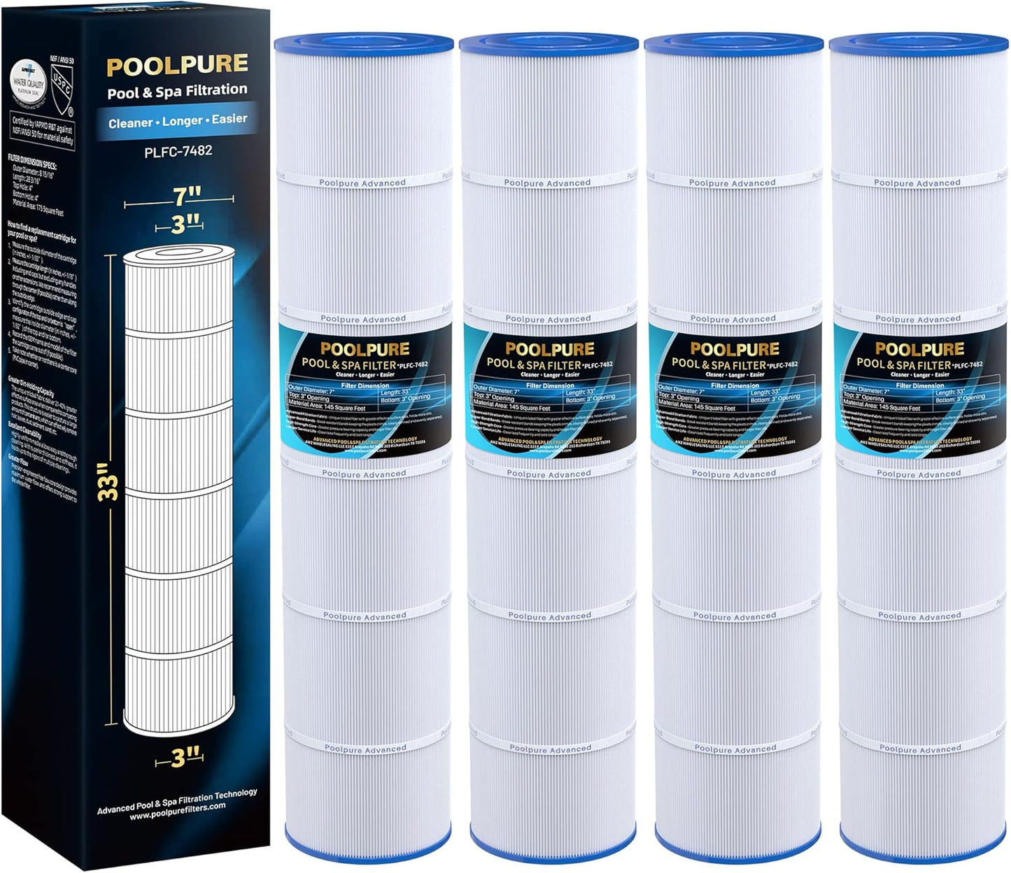 POOLPURE C-7482 Pool Filter Cartridge for Jandy CL580 & More