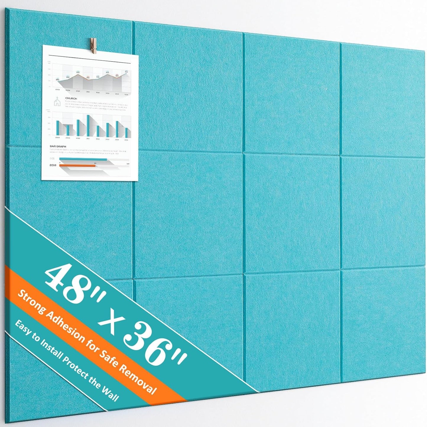 Large Bulletin Board Set with Felt Wall Tiles for Versatile Use