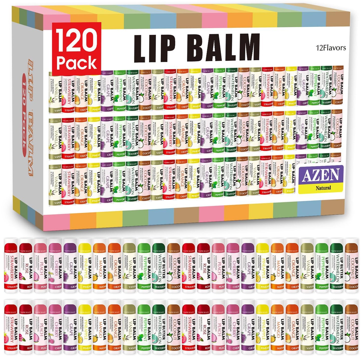 Natural Lip Balm Bulk - 120 Pack Moisturizing Lip Care