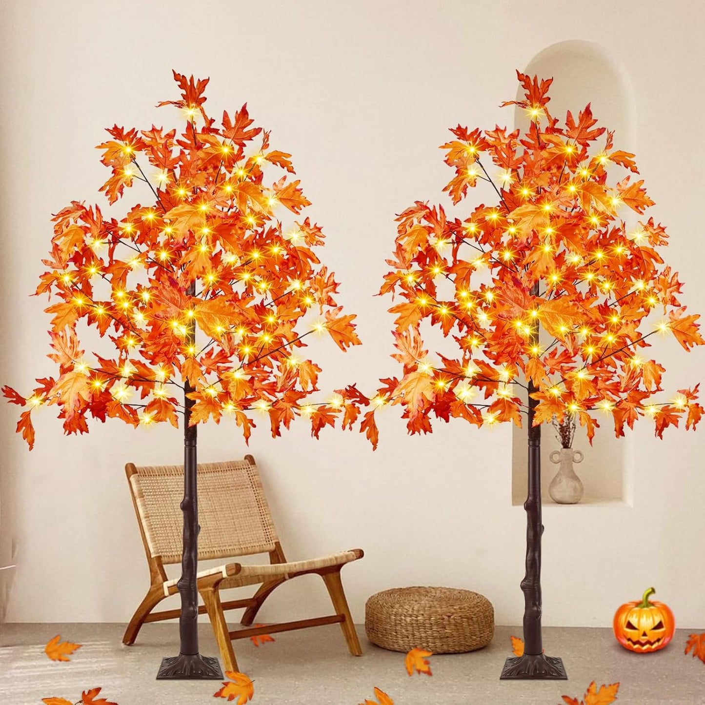 5FT Artificial Lighted Maple Tree for Fall Home Decoration