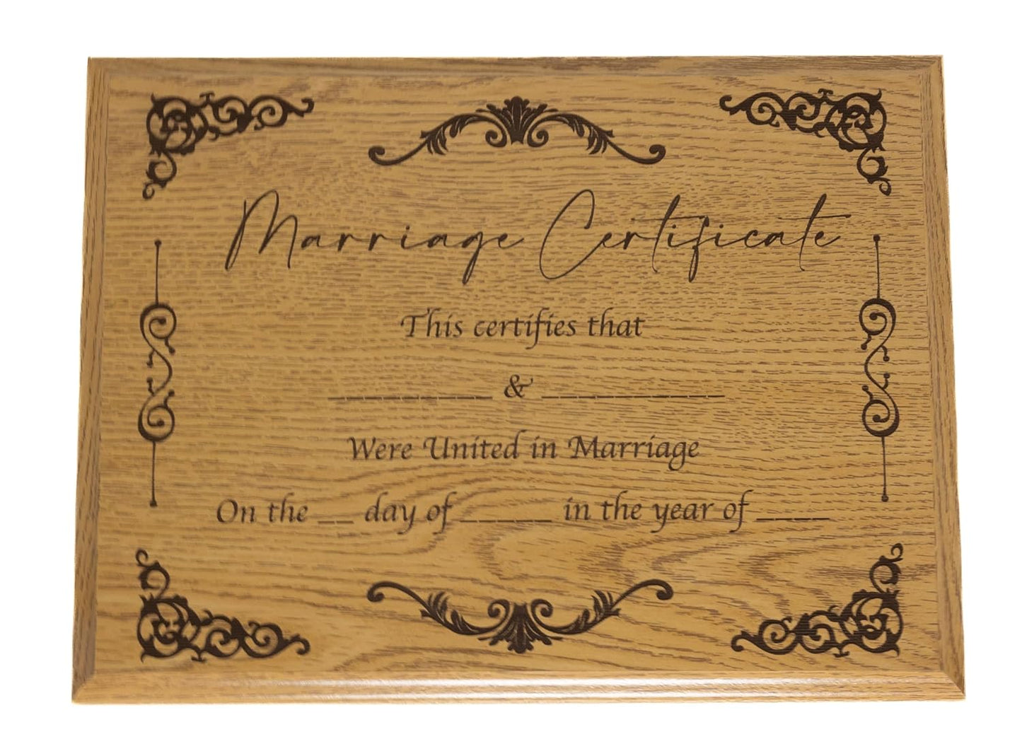 Handcrafted Marriage Certificate Plaque for Elegant Display