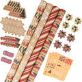 RUSPEPA Christmas Wrapping Paper Set with Gift Bows and Tags