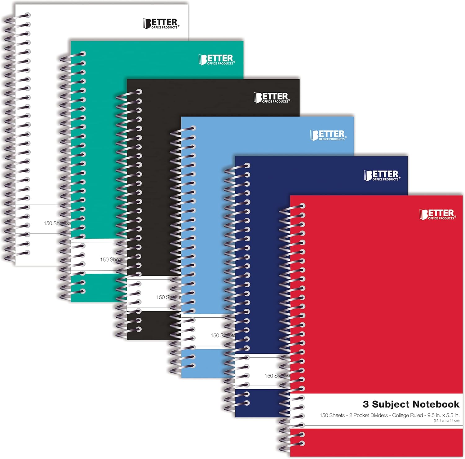 6 Pack 3 Subject Spiral Notebooks