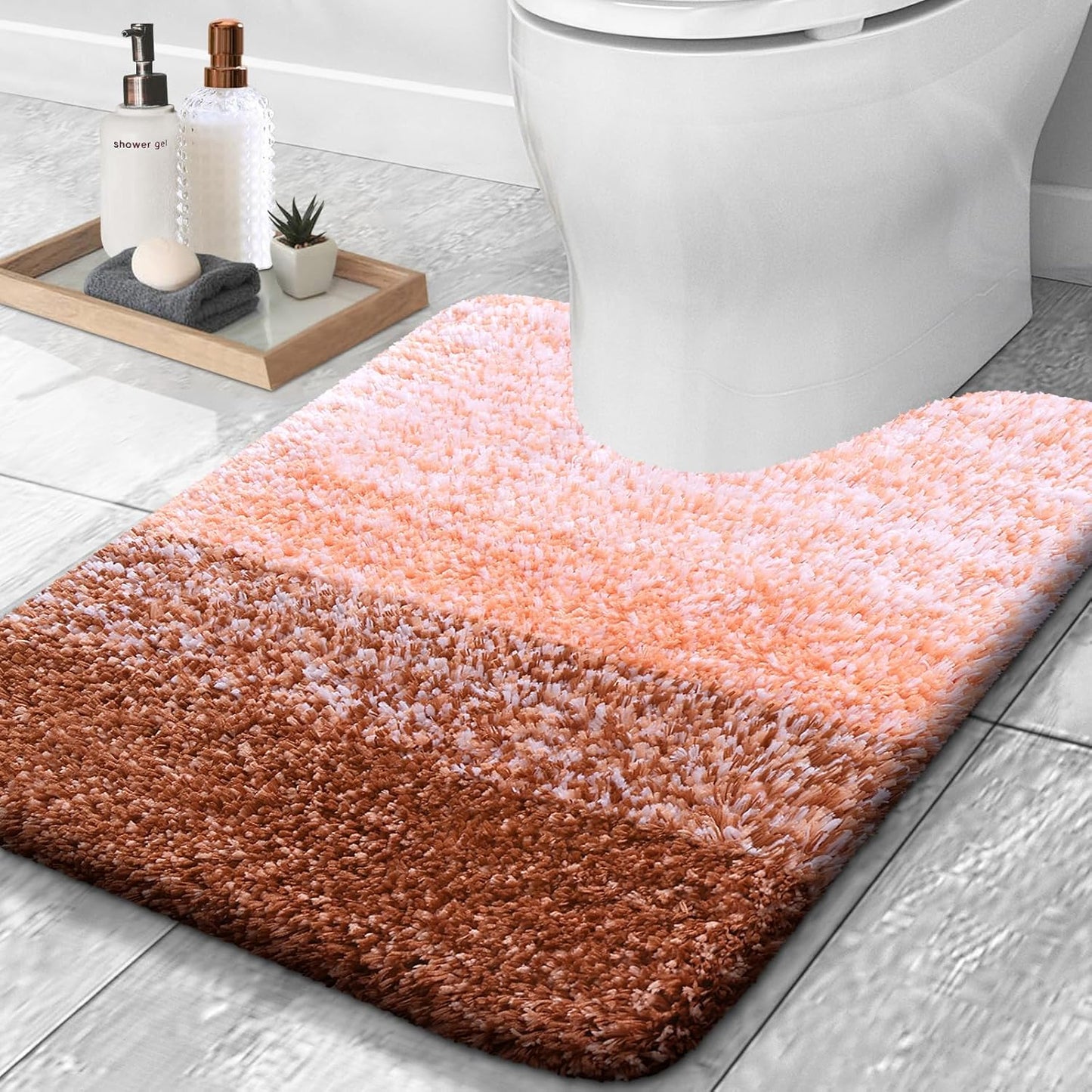 OLANLY Luxury Toilet Rugs U-Shaped Soft Microfiber Bath Mat