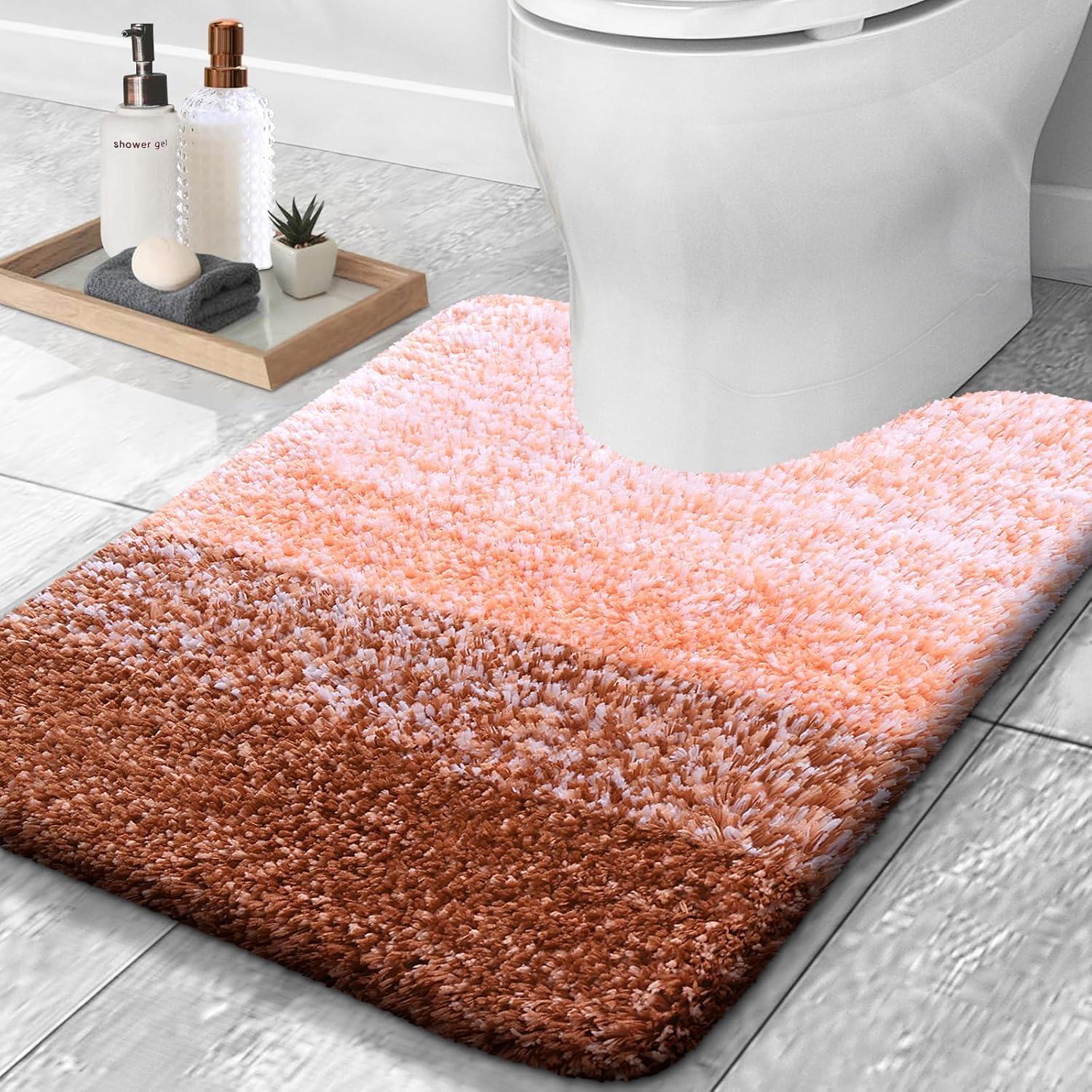 OLANLY Luxury Toilet Rugs U-Shaped Soft Microfiber Bath Mat