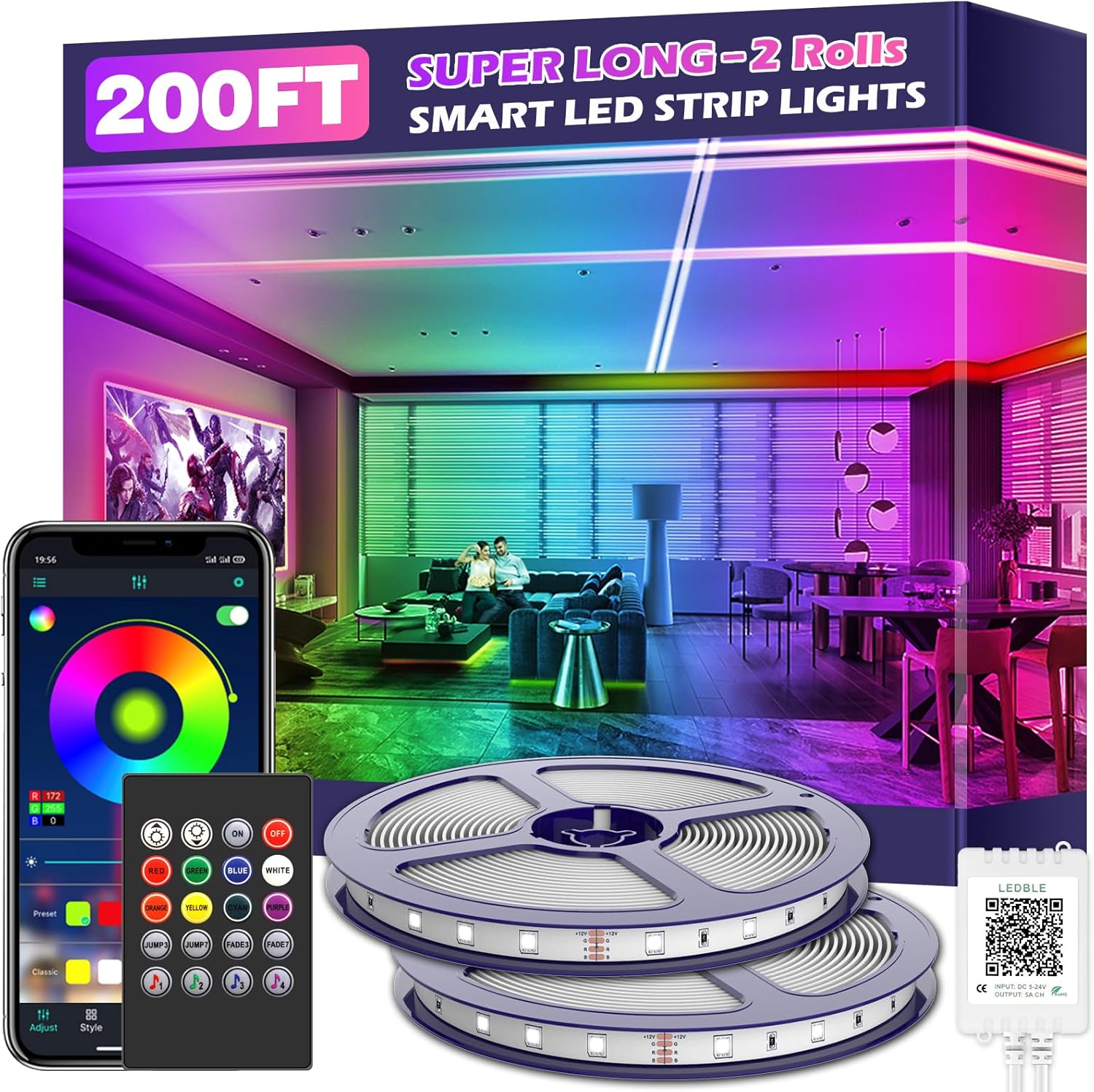 Long Smart LED Strip Lights for Home Decoration and Parties