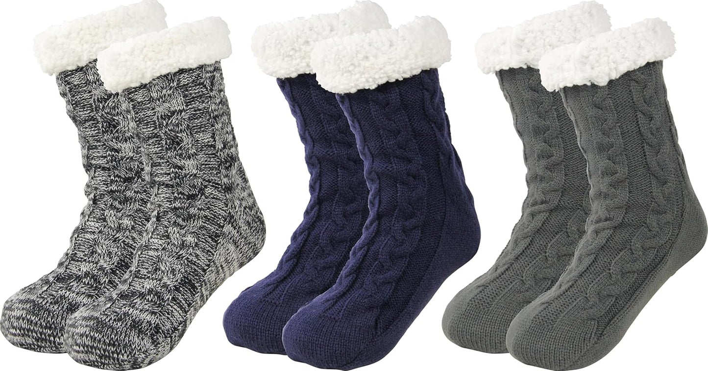 BenSorts Men Fuzzy Slipper Socks with Grippers for Comfort