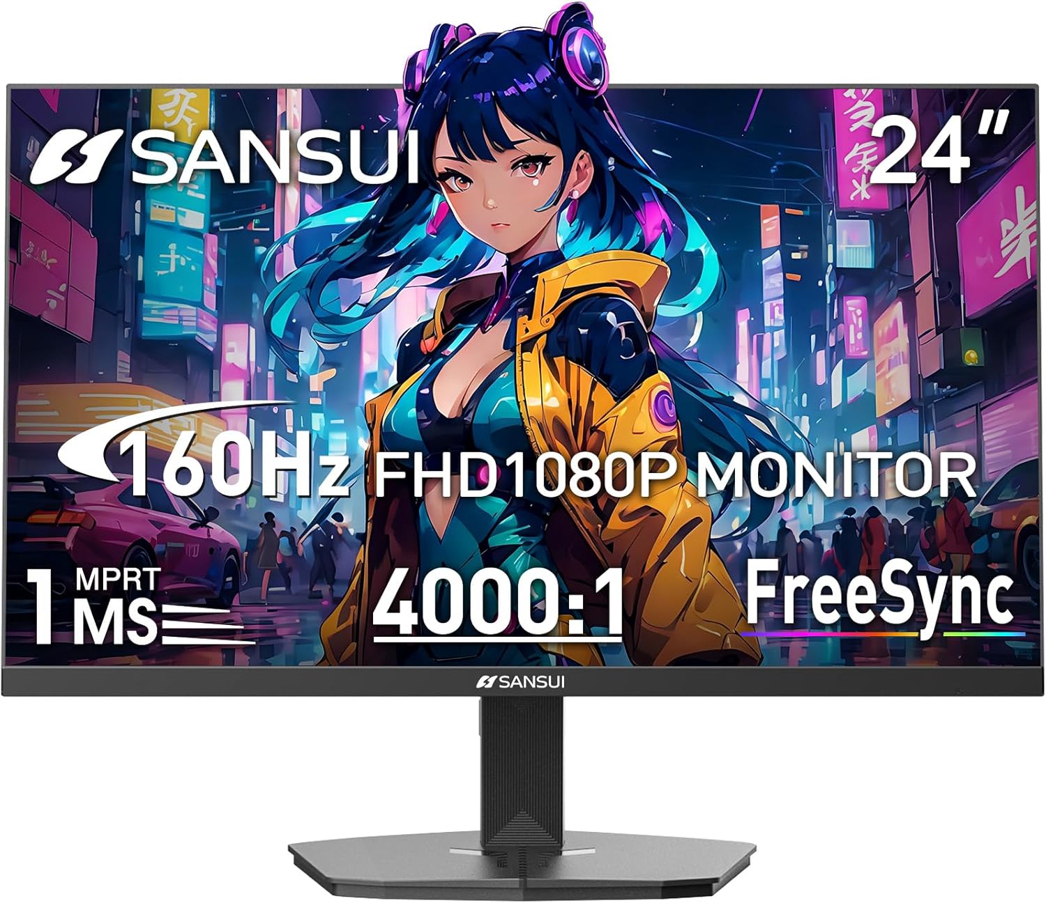 SANSUI 24 Inch Gaming Monitor with 160Hz Refresh Rate and FreeSync