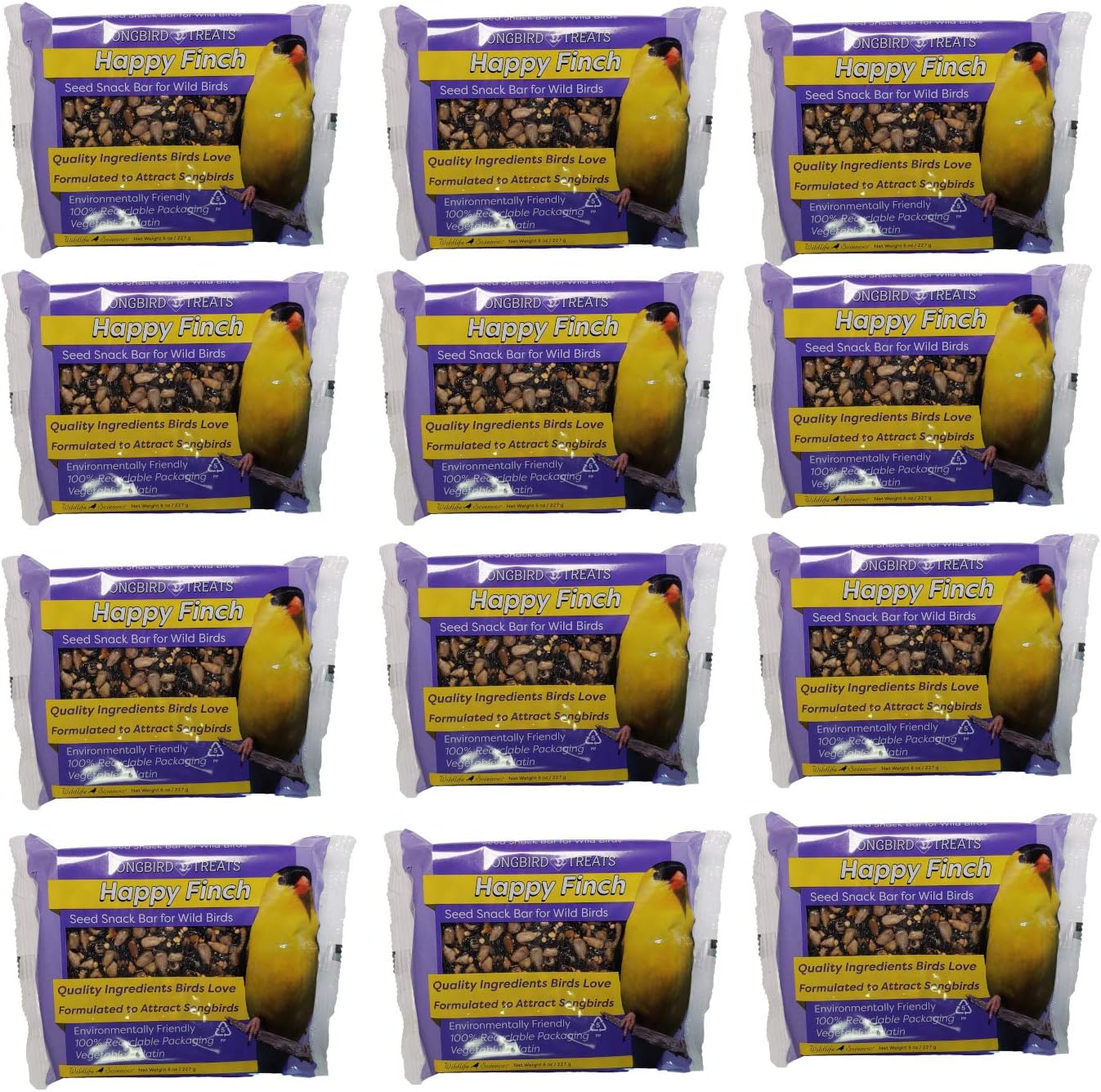 Songbird Treats Seed Bars for Wild Birds - 12 Pack of 8 oz Cakes