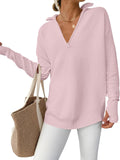 ANRABESS Womens Long Sleeve Quarter Zip Pullover Sweater - Casual home