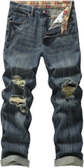 Non-Stretch Straight-Leg Jeans for Men - Regular Fit Durable Denim