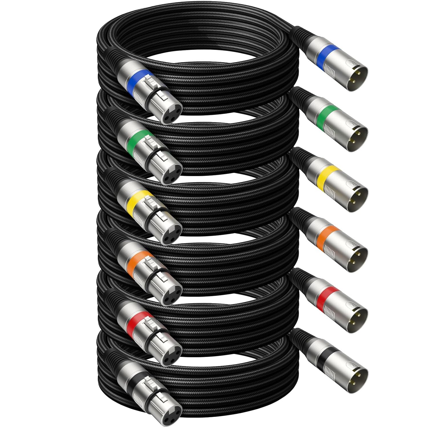 Professional 6 Pack 50FT XLR Cables for Noise-Free Sound