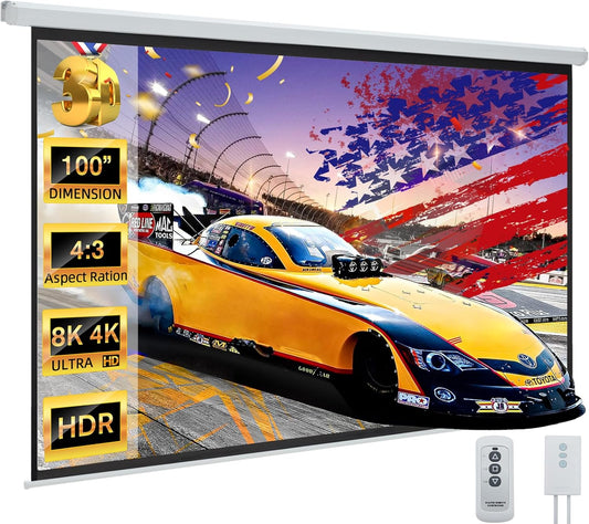 100in Motorized Projector Screen for Home Theater & Office Use