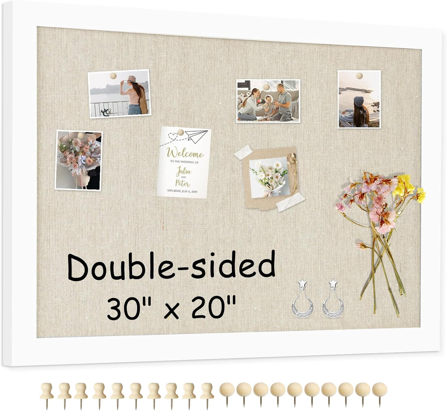 Double-Sided Large Cork Board with Linen for Home and Office