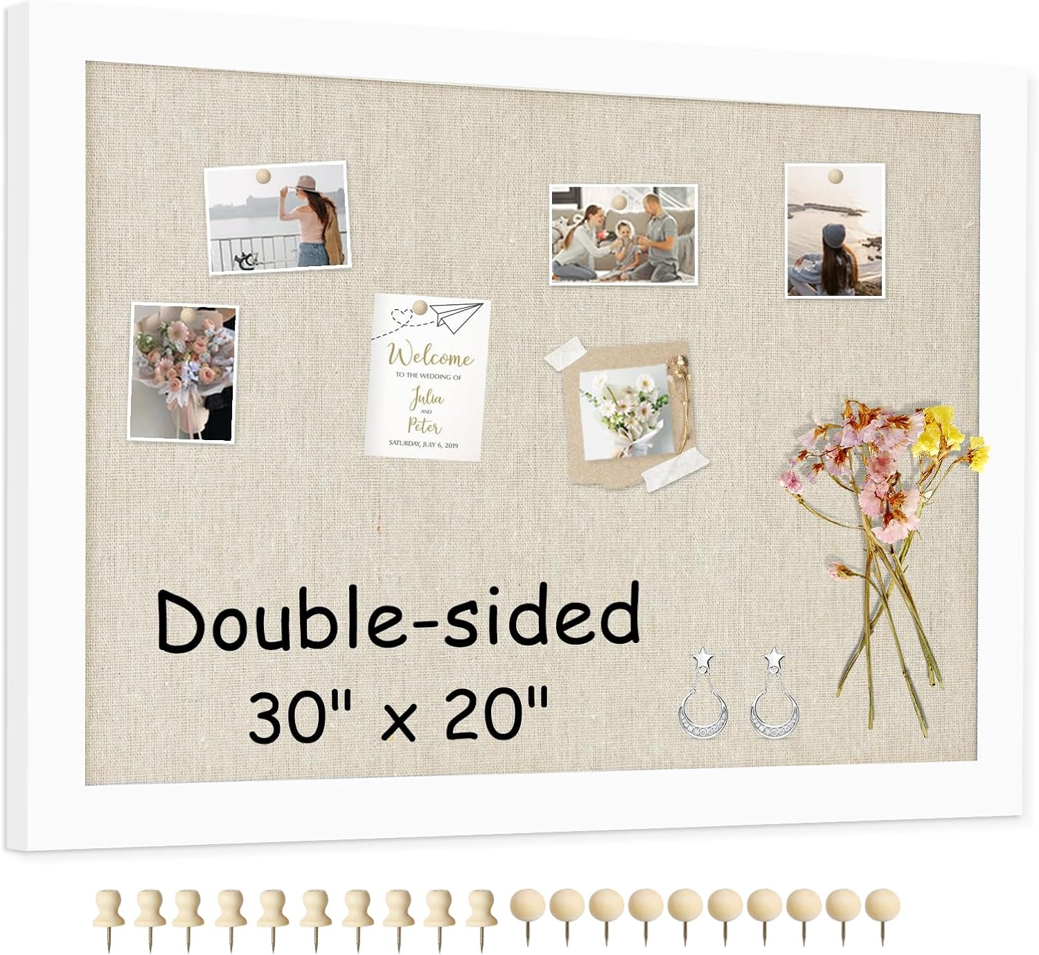 Double-Sided Large Cork Board with Linen for Home and Office