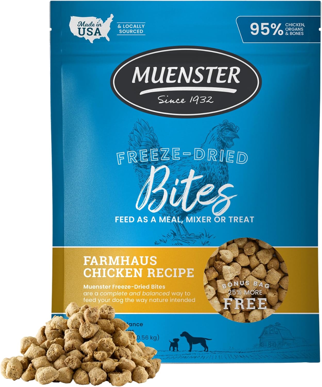 Muenster Freeze Dried Chicken Bites - Healthy Dog Treats