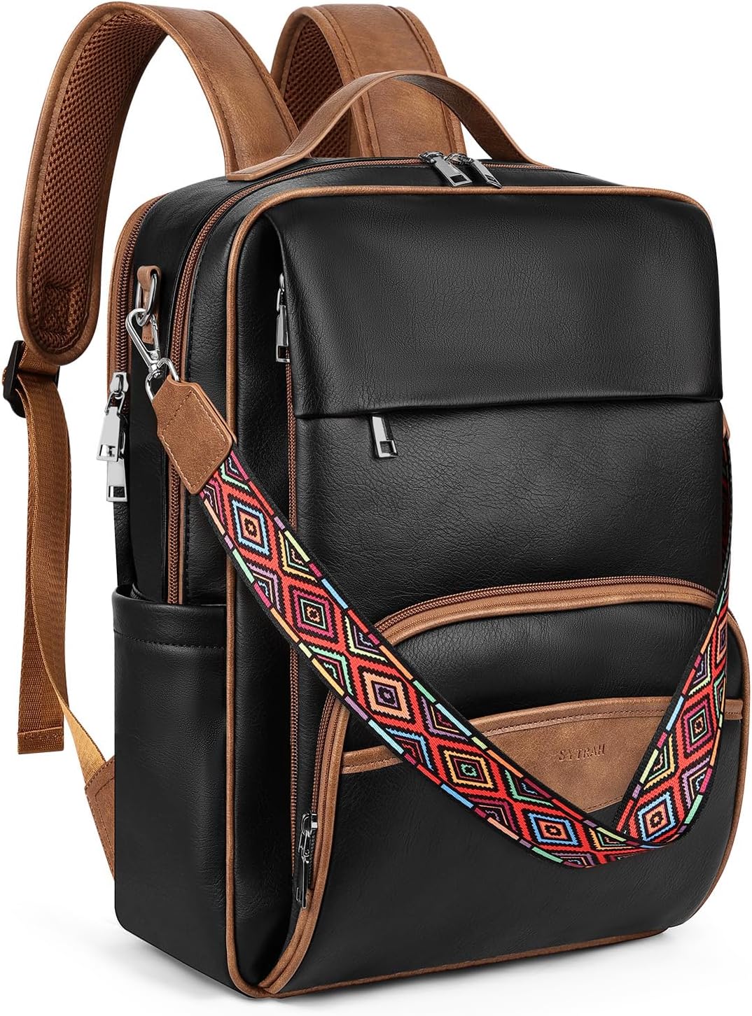 Leather Laptop Backpack for 15.6 Inch Devices - Stylish & Versatile