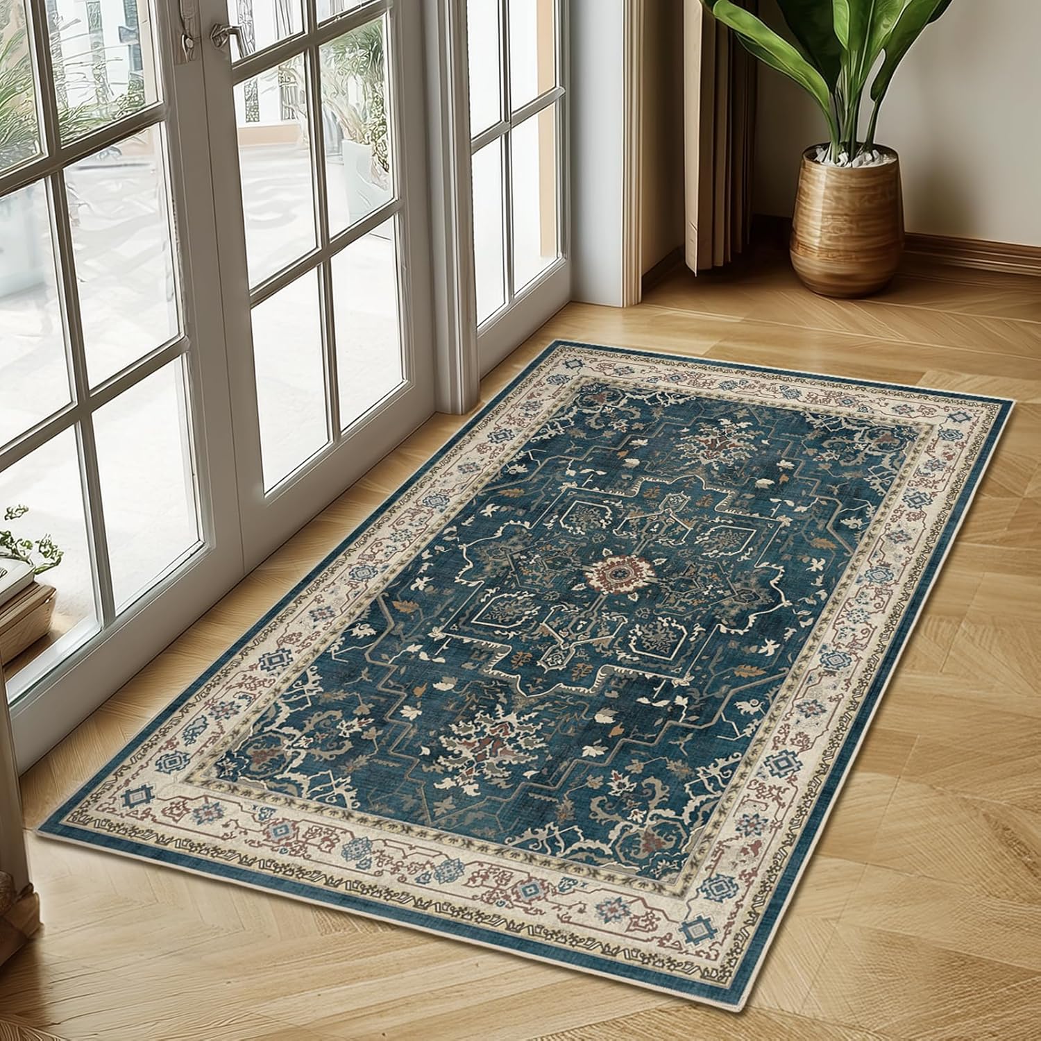 Farmhouse Distressed 3x5 Area Rugs for Entryway and Kitchen