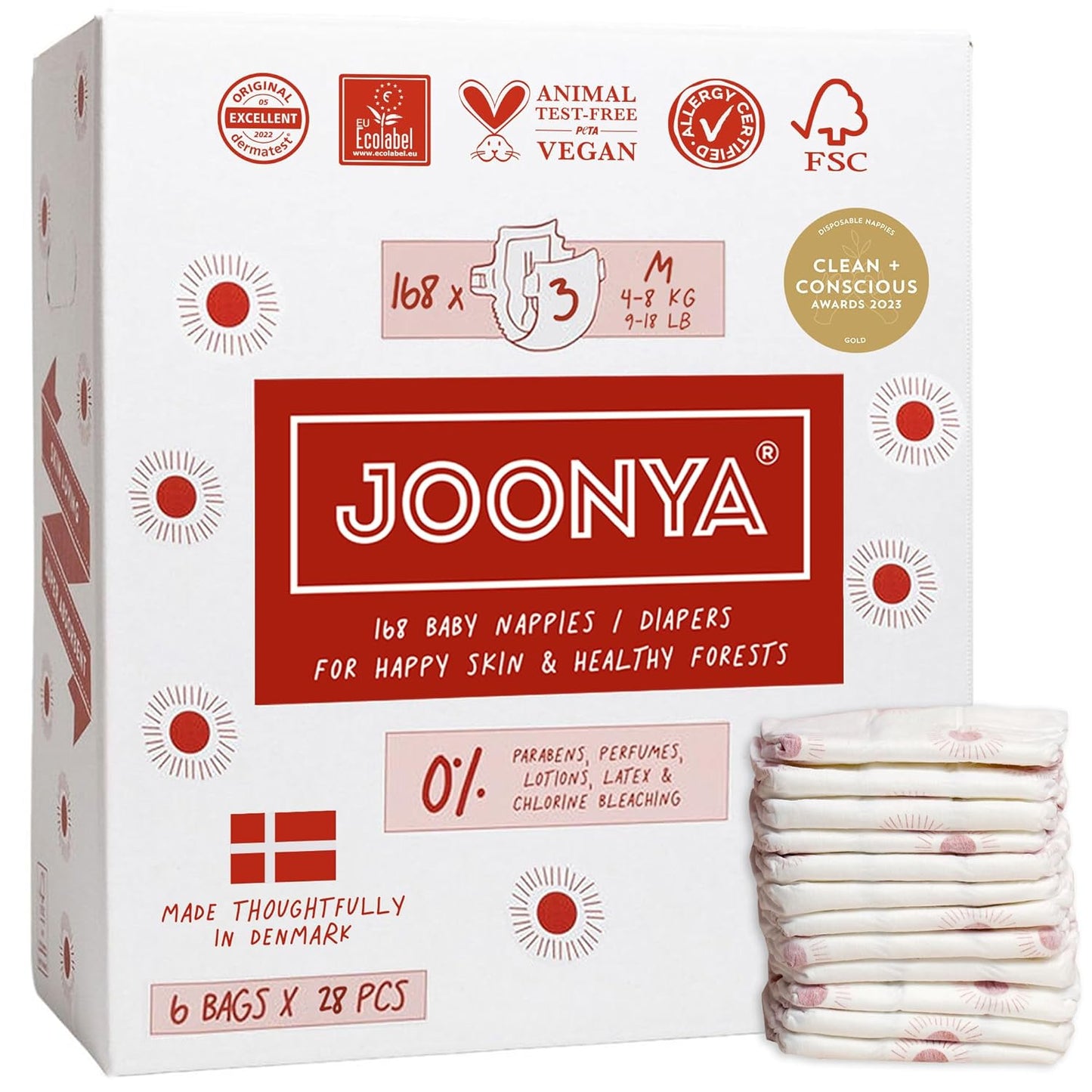 Joonya Baby Diapers Size 3 M - Eco-Friendly and NonToxic