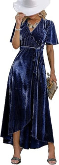 Bohemian V Neck Ruffle Floral Maxi Dress for Women by BerryGo