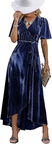 BerryGo Women's Boho V Neck Ruffle Floral Wrap Maxi Dress Review