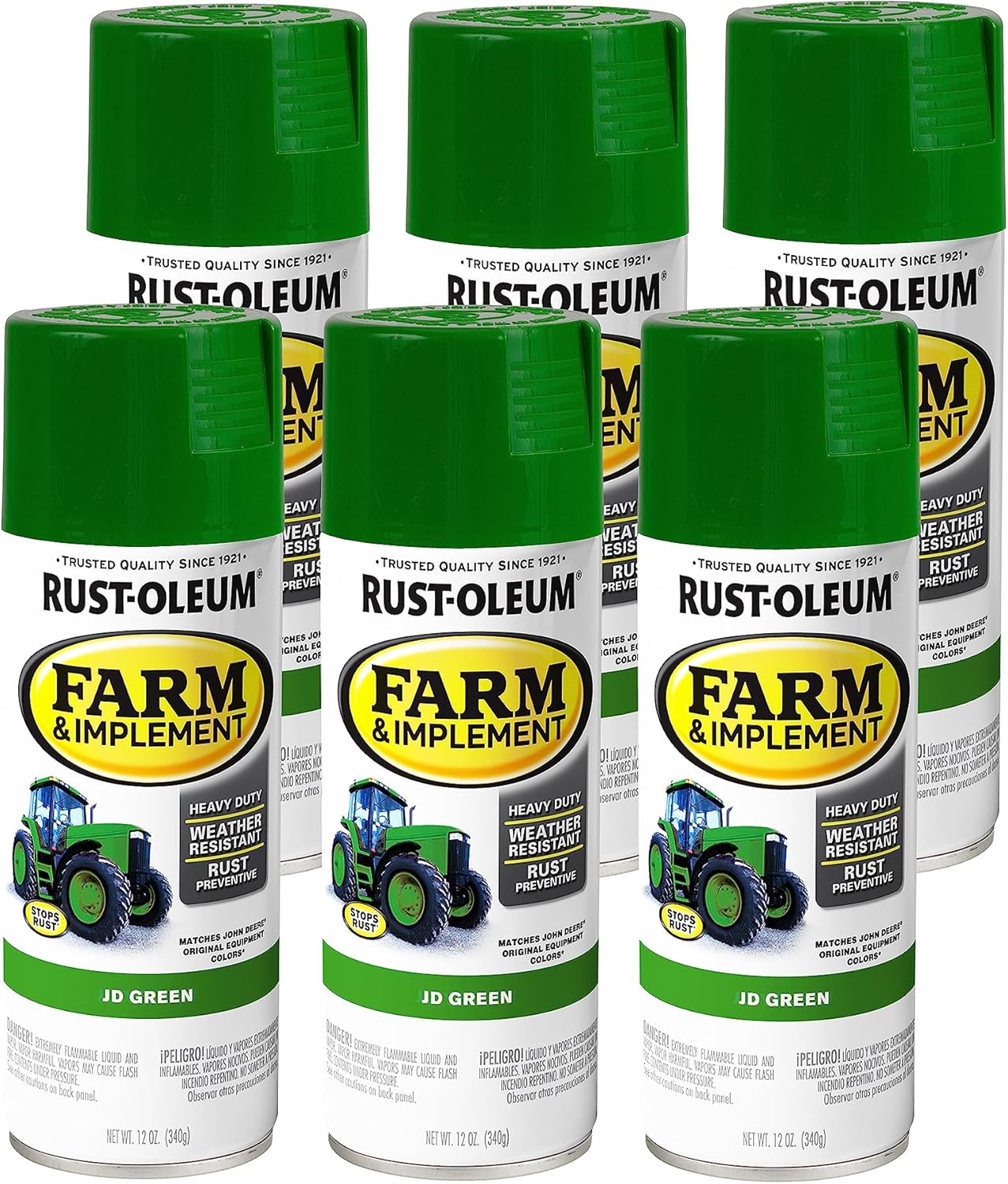 Rust-Oleum Farm & Implement Spray Paint, JD Green, 12 oz, 6 Pack