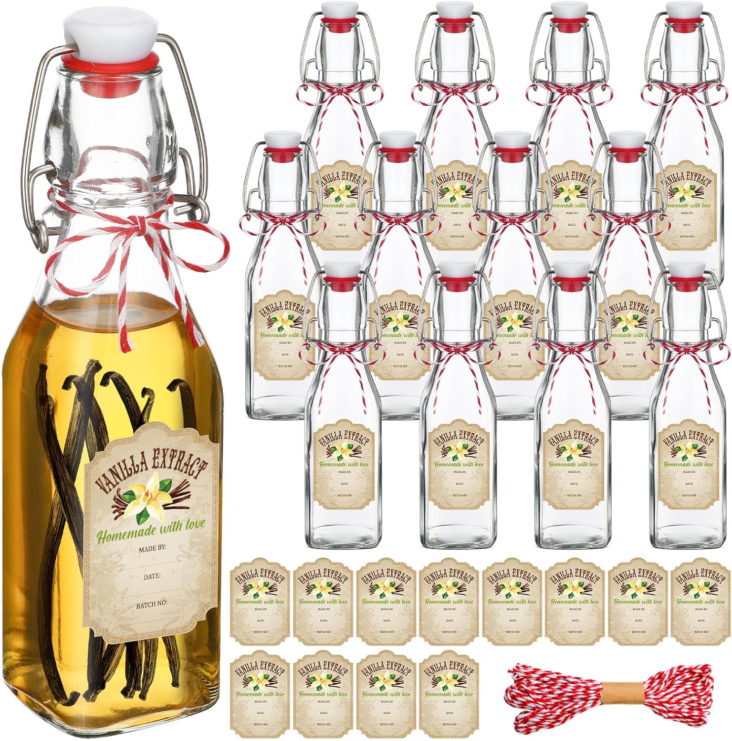 12 Pcs 12 Oz Vanilla Extract Bottles for Home and Gifts