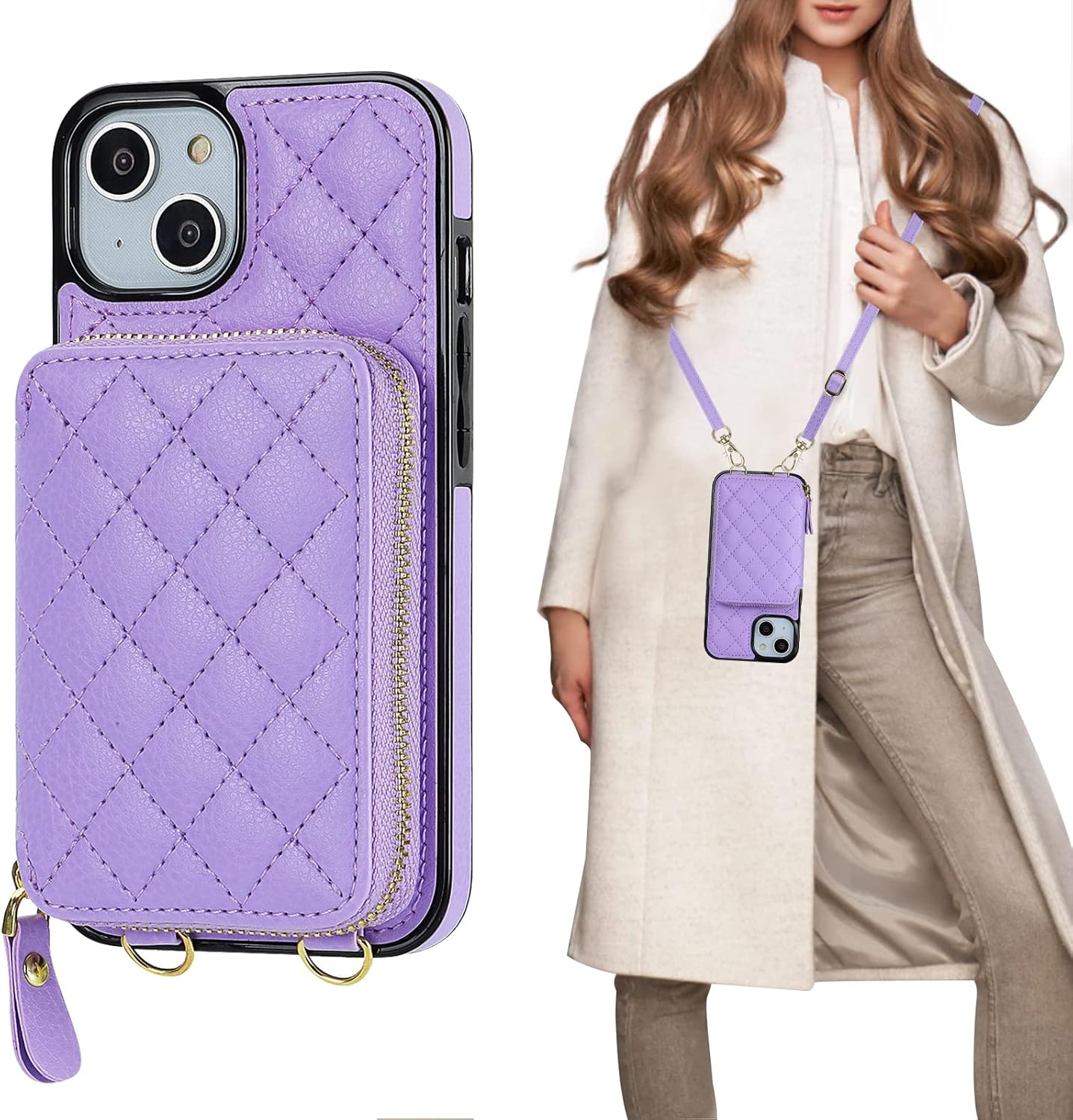 Bocasal Crossbody Wallet Case for iPhone 13 with RFID Blocking