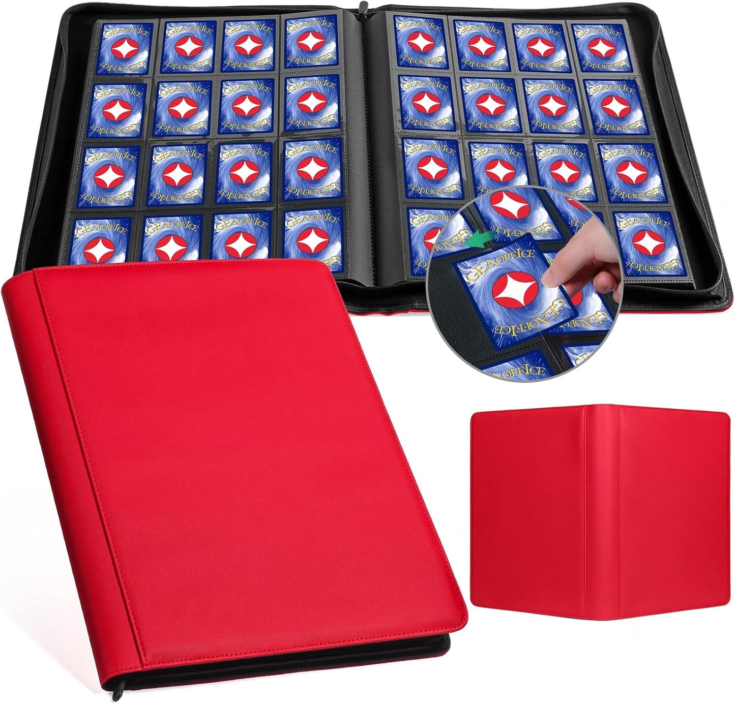 GEAoffice 16 Pockets Trading Card Binder for 1000+ Cards