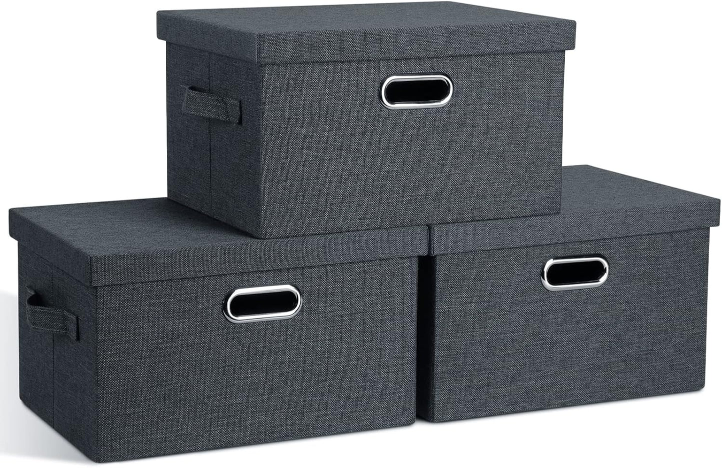 Medium 15in Collapsible Stackable Storage Bins with Lids