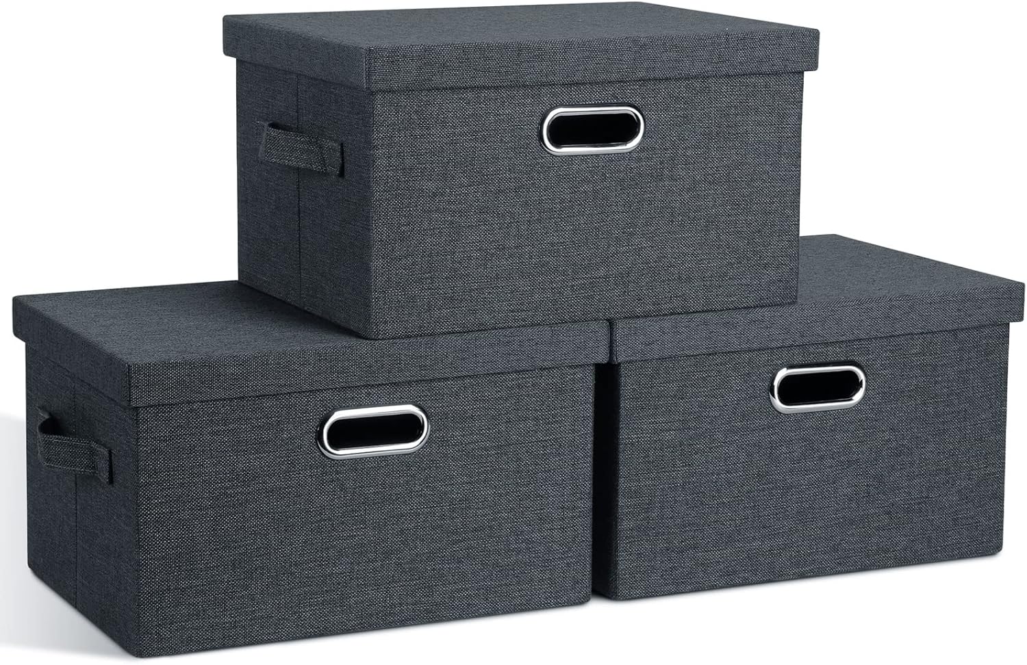 Medium 15in Collapsible Stackable Storage Bins with Lids