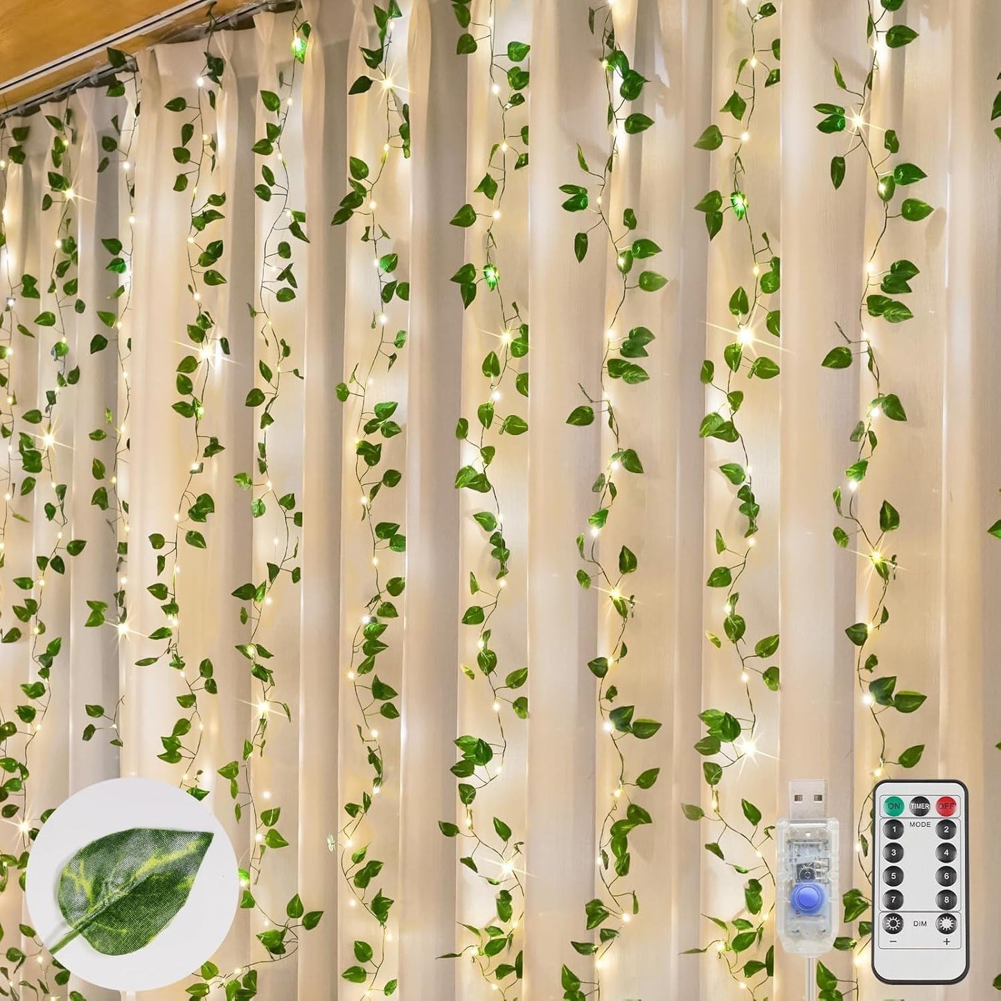 Magical Pothos Vines with 200 LED Lights