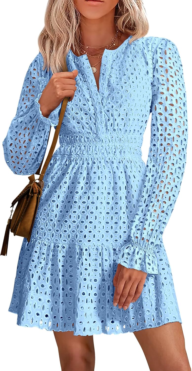 PRETTYGARDEN Women's Long Sleeve Mini Dress for Elegant Occasions