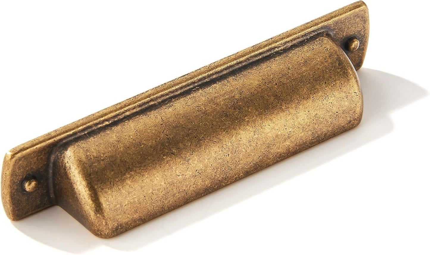 Khtumeware 20 Pack 3 Inch Antique Brass Drawer Pulls for Cabinets