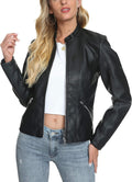 Fahsyee Zip Leather Jackets for Women Motorcycle Faux PU (Style D39L)