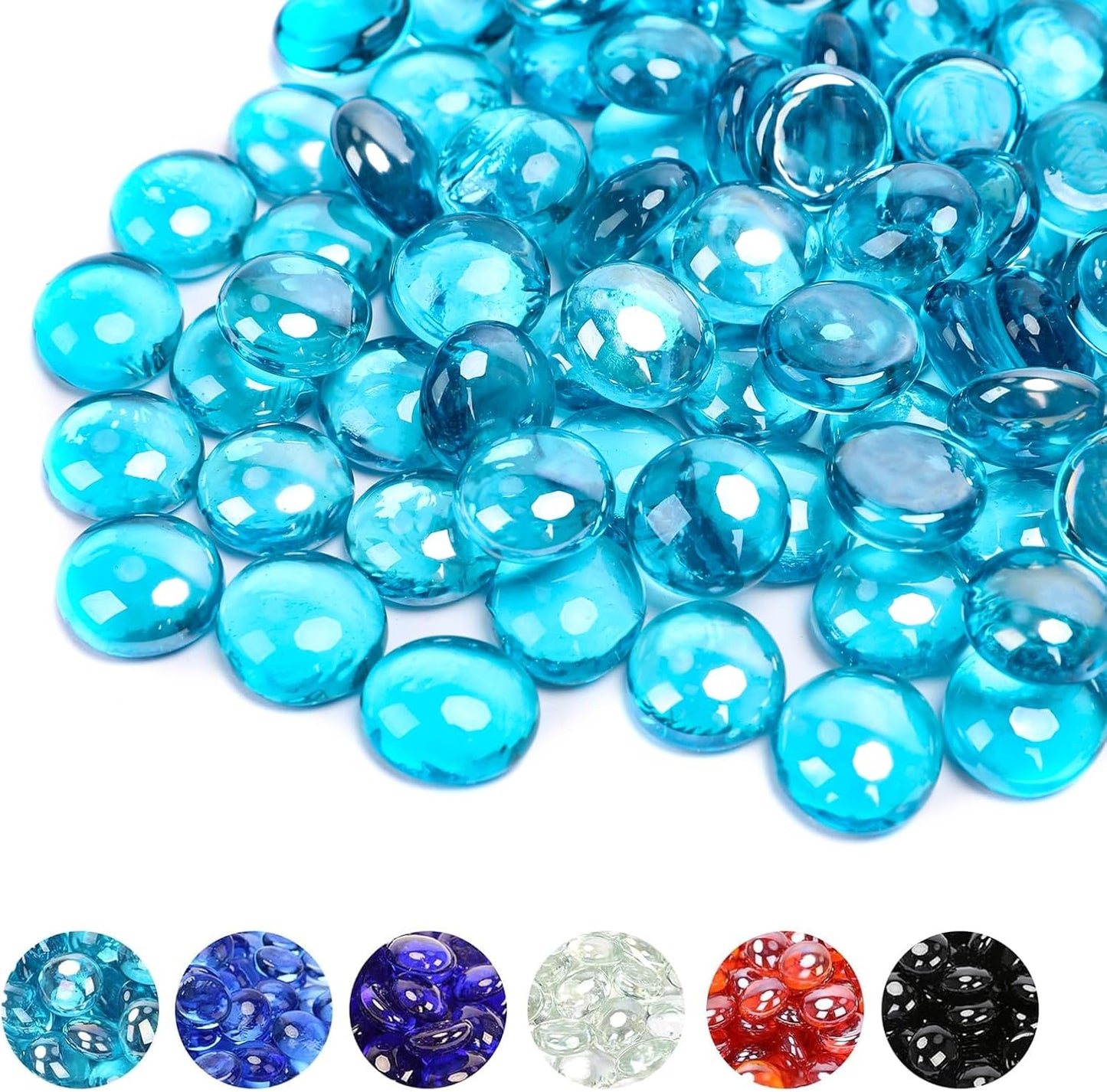 Grisun 1/2 Inch Caribbean Blue Fire Glass Beads for Fire Pits