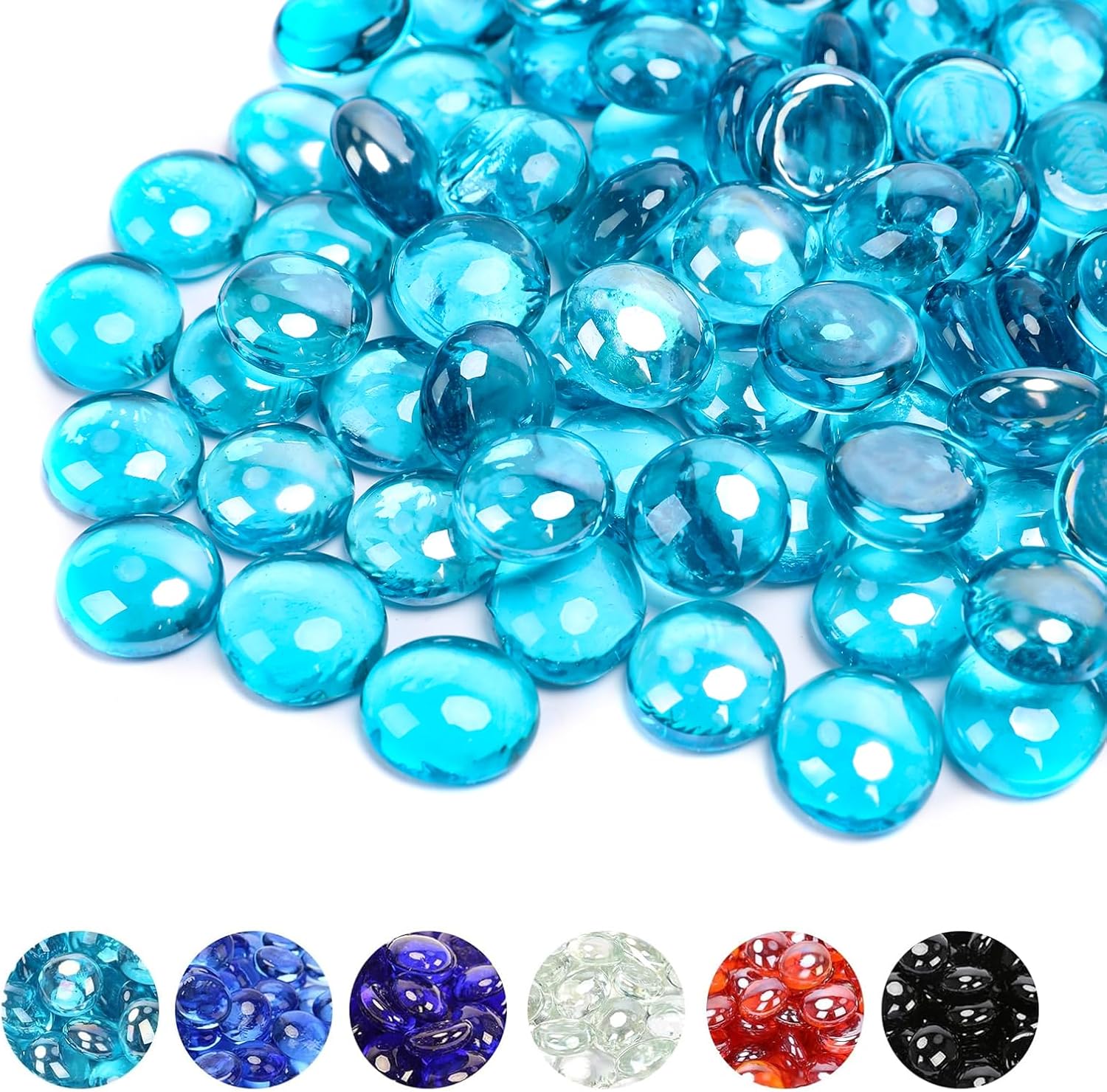 Grisun 1/2 Inch Caribbean Blue Fire Glass Beads for Fire Pits