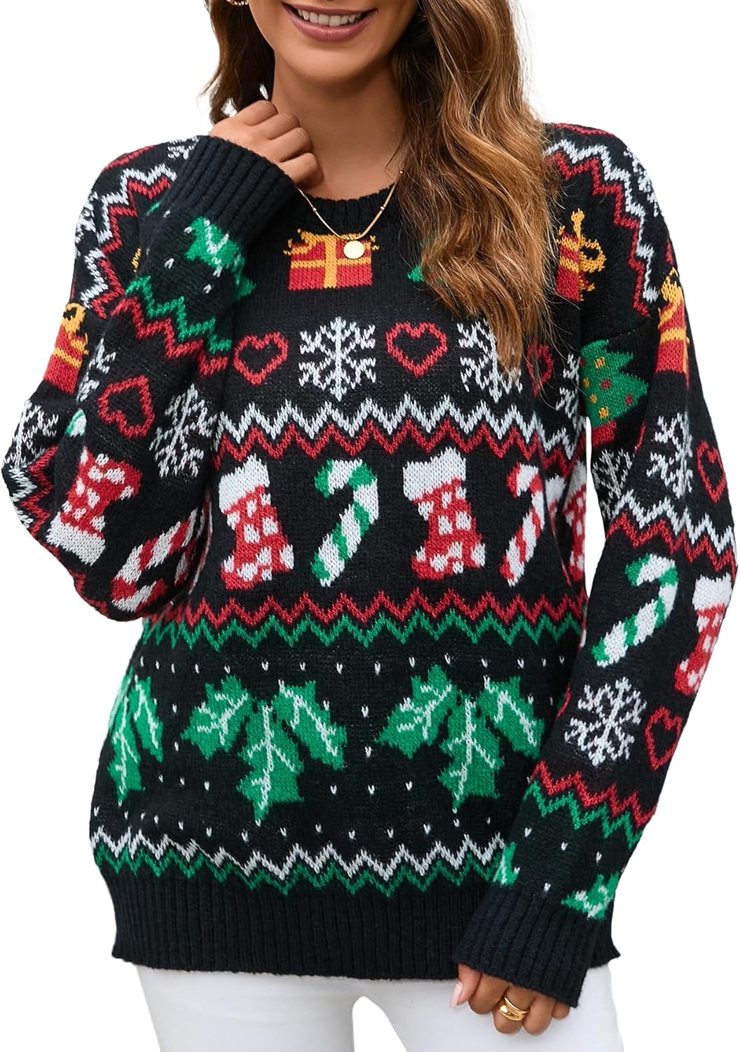 IFFEI Womens Ugly Christmas Sweater for Fun Holiday Celebrations