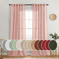 Blush Pink Linen Curtains 108 in Long 2 Panels - Soft Semi Sheer