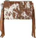 Western Leather Crossbody Purse for Women - Leopard Cowhide